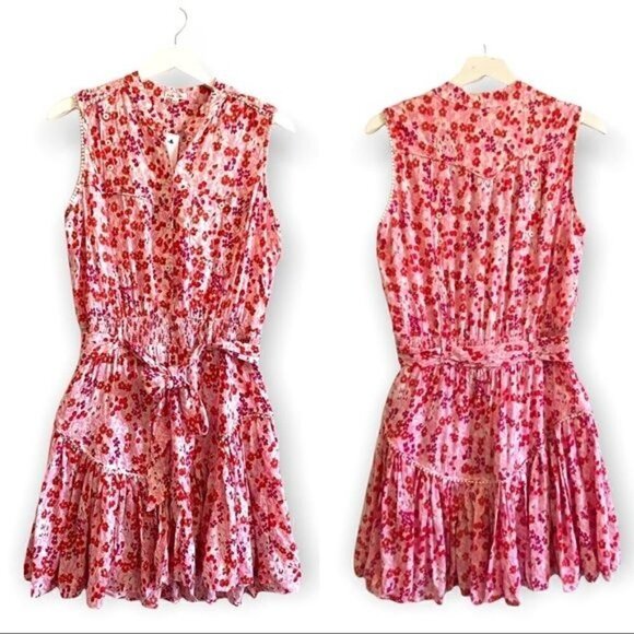 NWT Poupette St Barth Mini Dress, Felicia Floal Mini Dress, Pink Daffodil - Picture 3 of 15